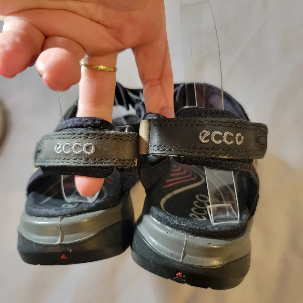 ECCO Offroad Yucatan Walking Sandals Tan Black Nubuck Leather EU 40 US 9-9.5 EUC